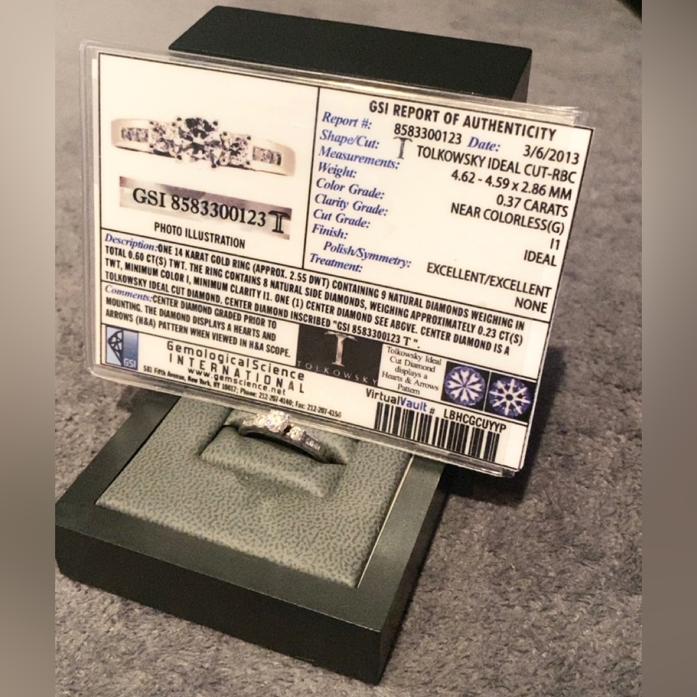 Size 7 Tolkowsky diamond engagement ring